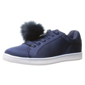 MADDEN GIRL Baabee Faux Fur Pompom Satin Sneaker size 8.5